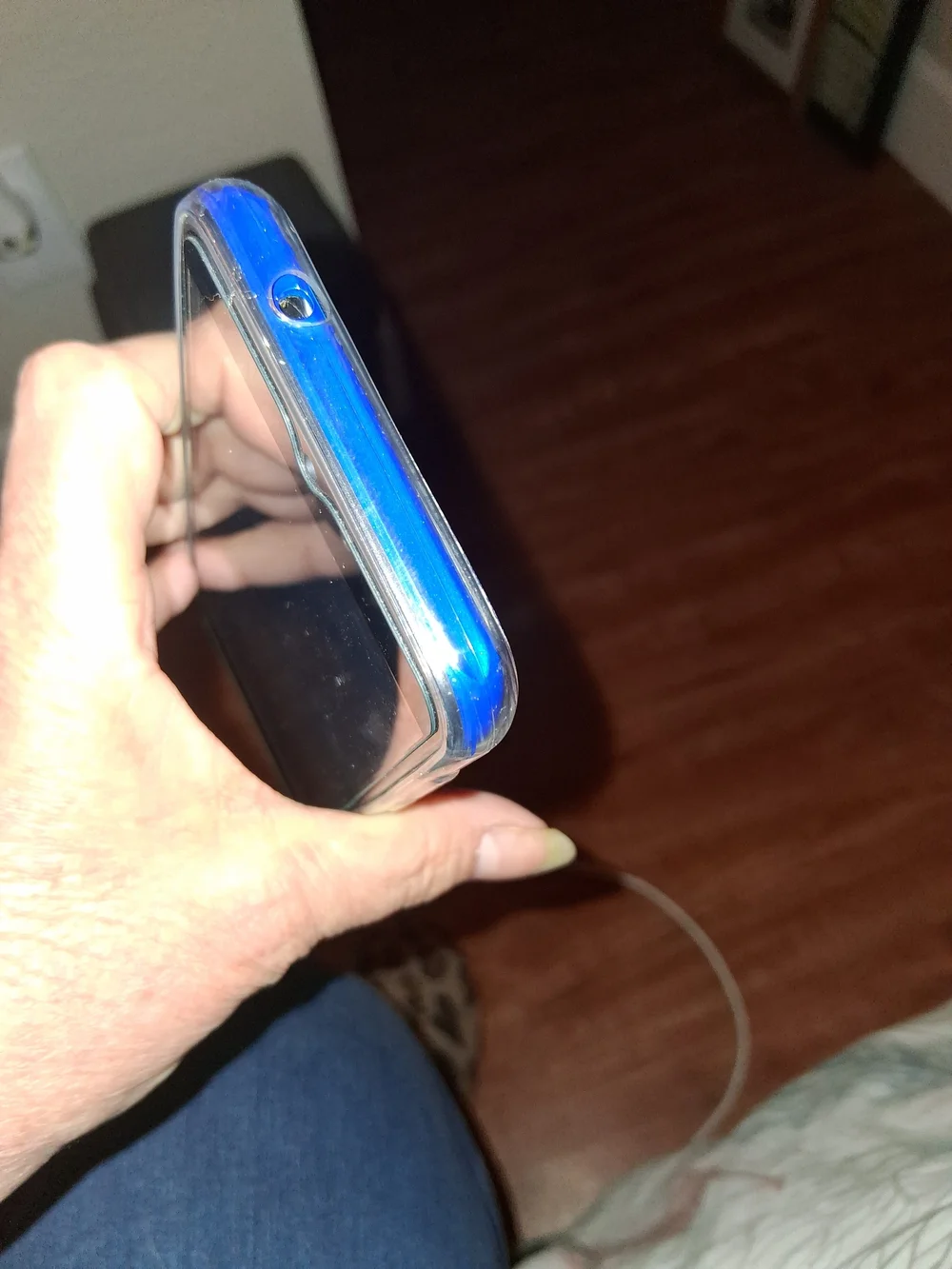 Smartphone with Clear Protective Case - Blue
